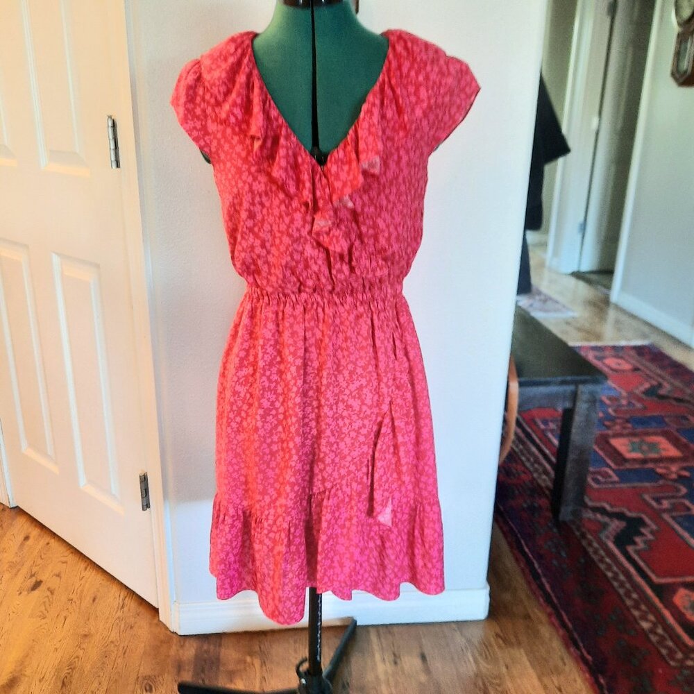 NEW J. Crew Clarice Briar Red Floral Ruffled Dress, Size S